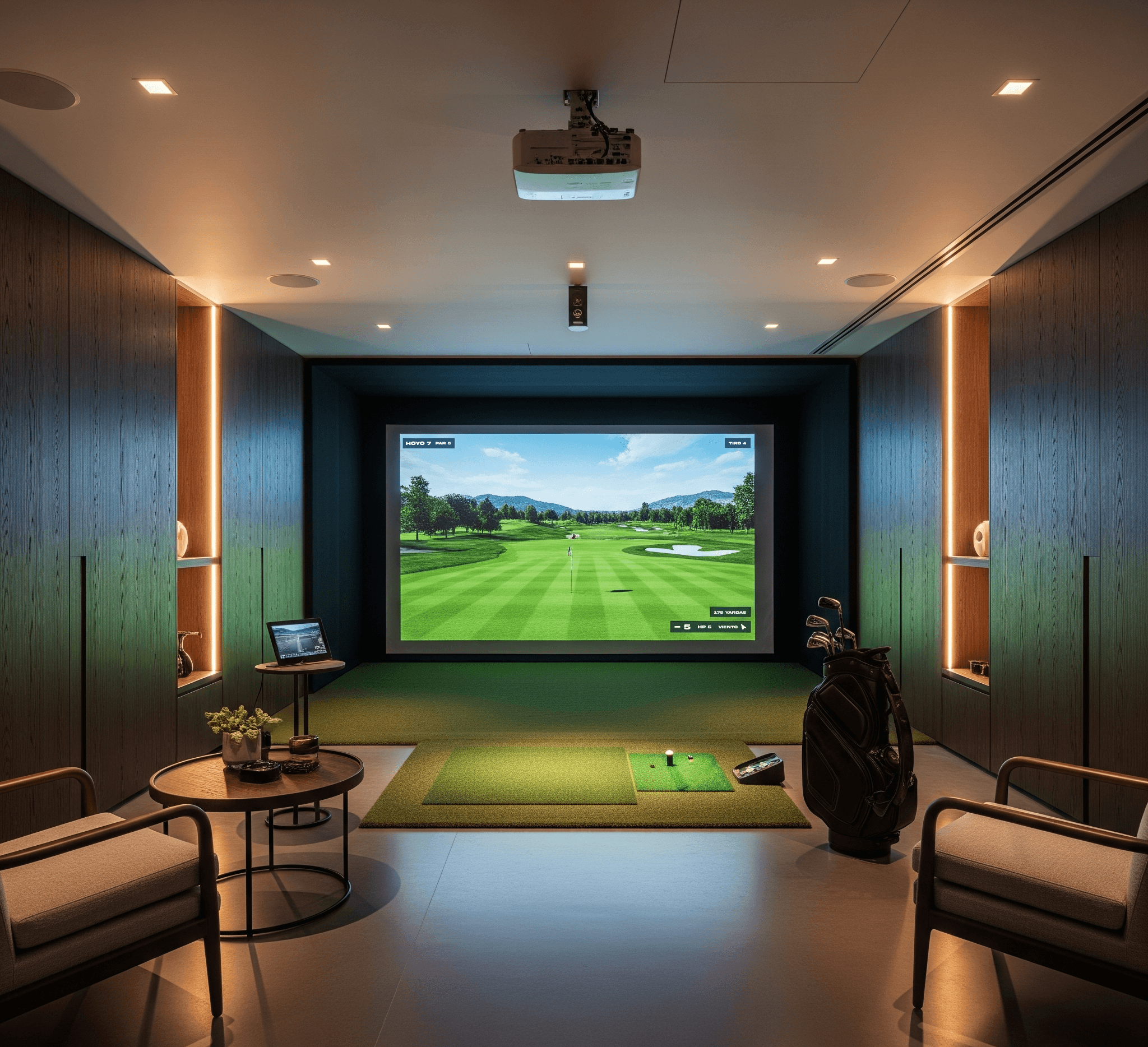 Golf simulator lounge