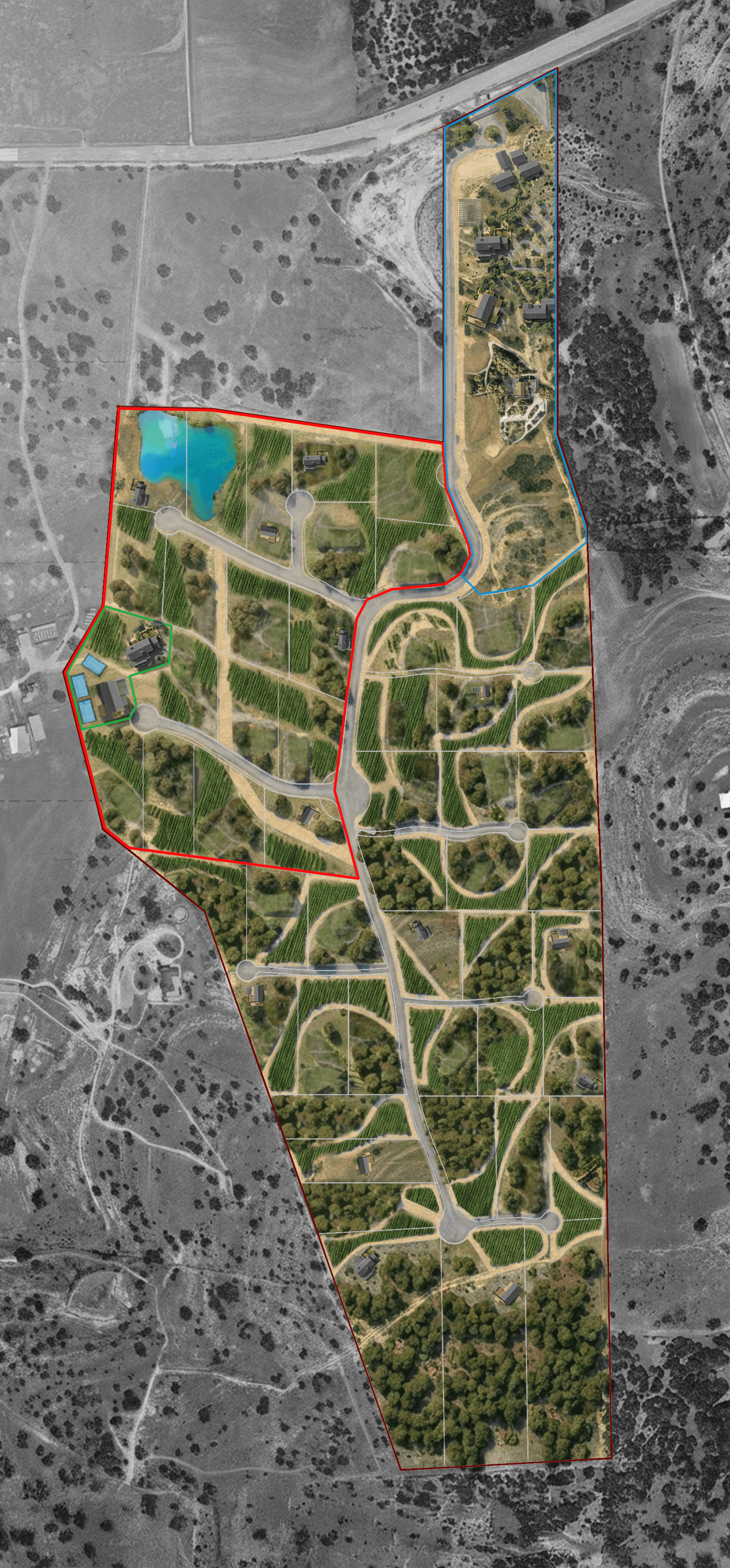 Puerta del Lobo development master plan aerial view